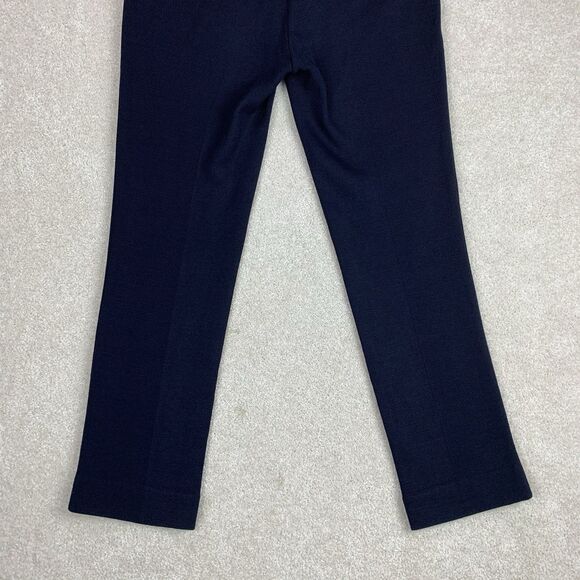Tory Burch Beverly Navy Blue Wool Blend Knit Pleated Textured Pants 2 - Picture 7 of 14